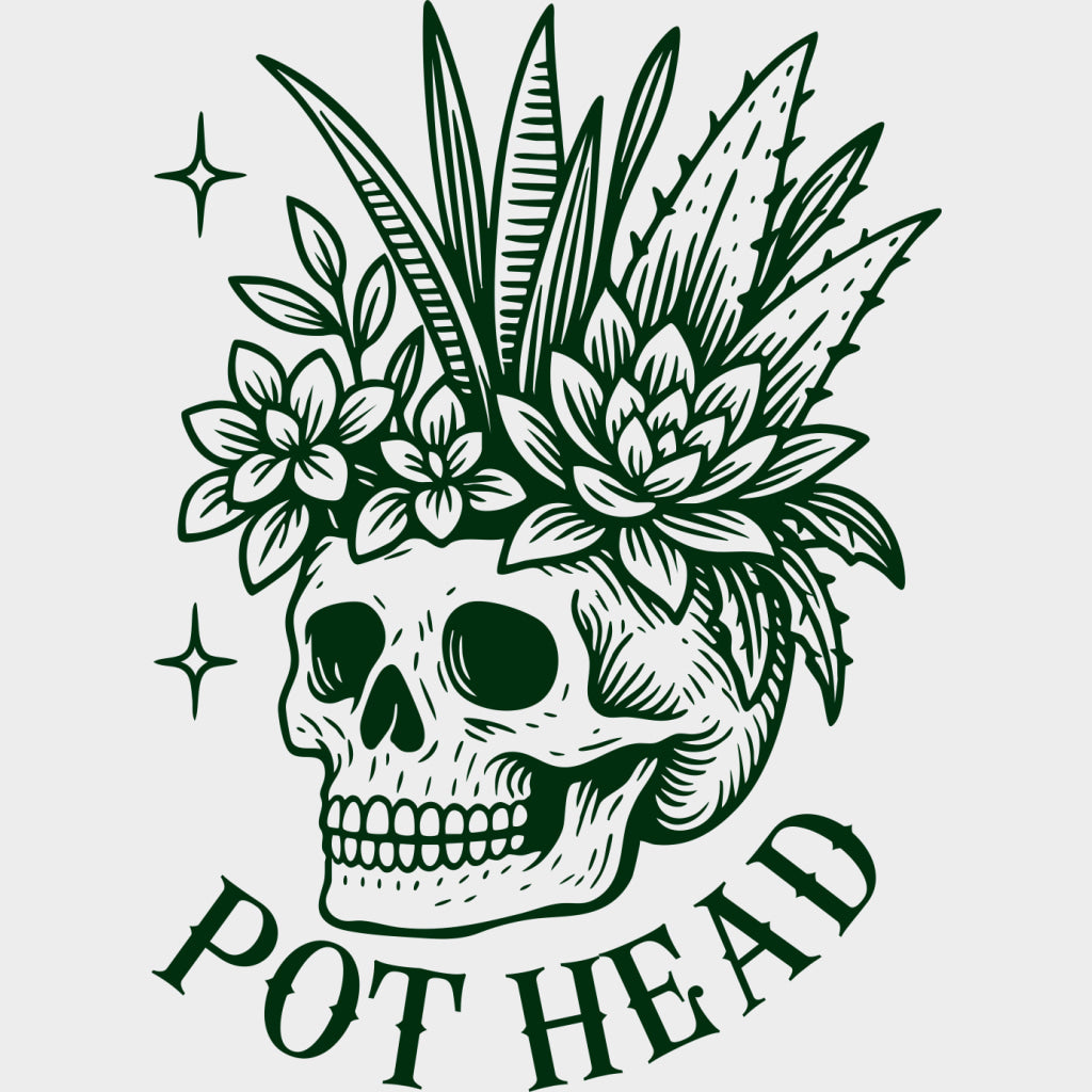 Pot Head - Plants DTF Transfers Adult Unisex - S & M (10’’) / Green Color Design (See Imaging)