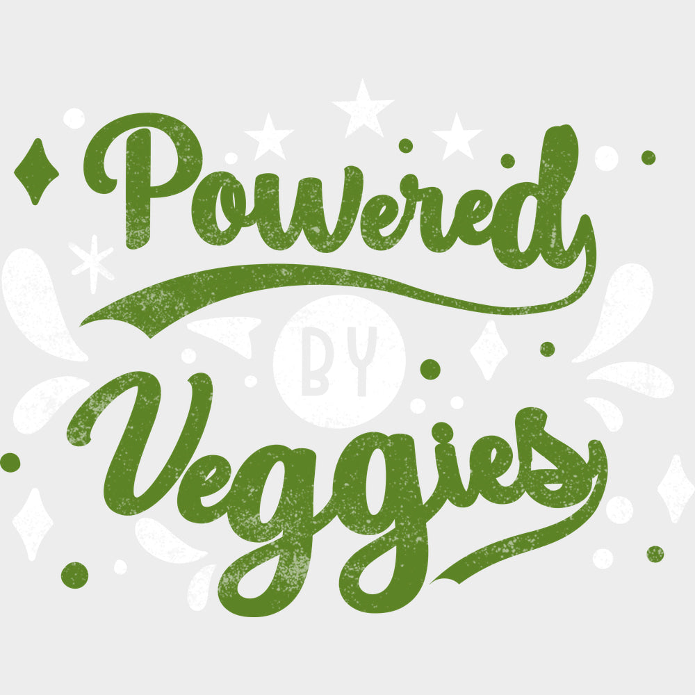 Powered By Veggies - Vegan DTF Transfers - Adult Unisex - S & M (10’’) / Light Color Design (See Imaging)
