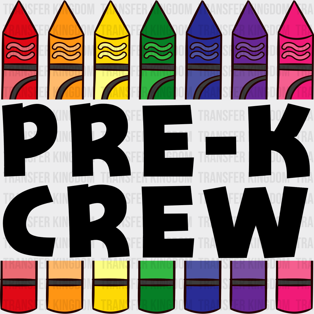 Pre-K Crew Pencil Design - Dtf Heat Transfer Unisex S & M (10’’) / Dark Color See Imaging