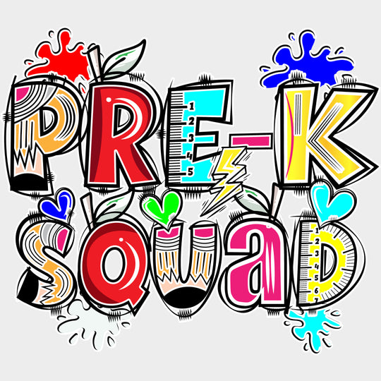 Pre-K Squad - Pre-K DTF Transfers Adult Unisex - S & M (10’’) / Light Color Design (See Imaging)