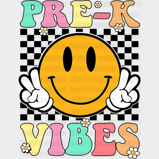 Pre-K Vibes Smiley Checkered Design - Pre-K DTF Transfers