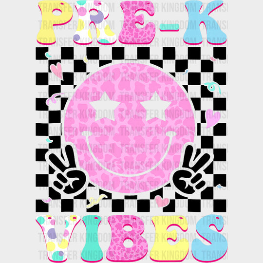 Pre-K Vibes Star Eyes Smiley - Pre-K DTF Transfers Adult Unisex - S & M (10’’) / Dark Color Design (See Imaging)