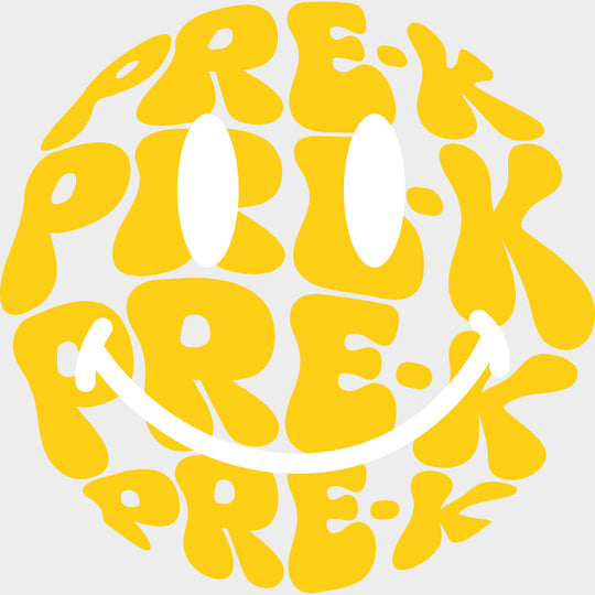 Pre-K Yellow Smiley - Pre-K DTF Transfers Adult Unisex - S & M (10’’) / Light Color Design (See Imaging)