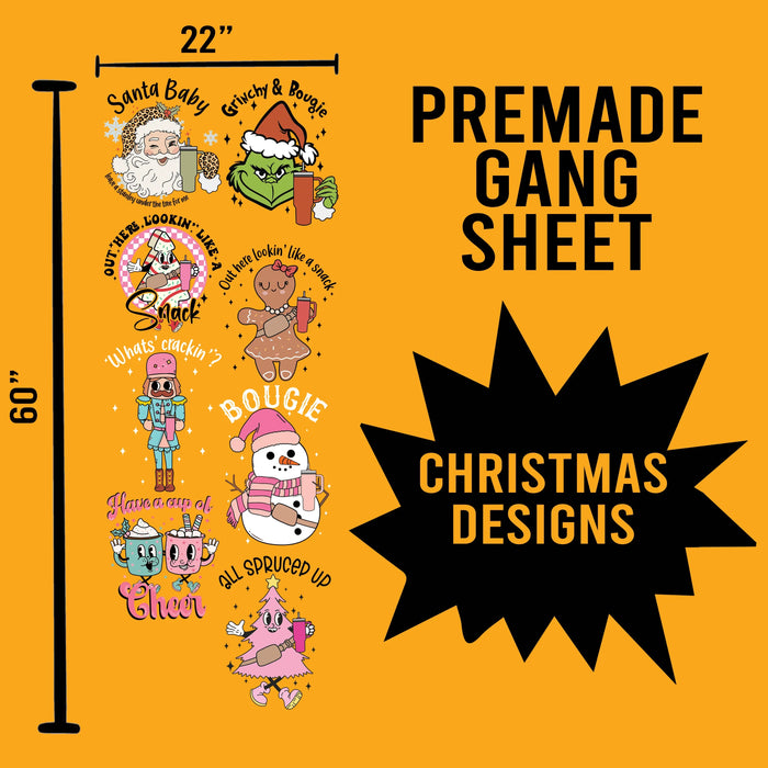 Christmas Premade Gang sheet-22X60-Christmas Cups Designs