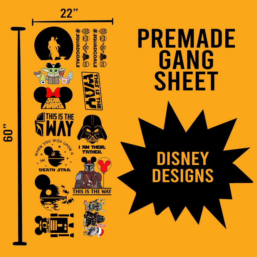 Disney Premade Gang sheet-22X60-Disney Star Wars Designs