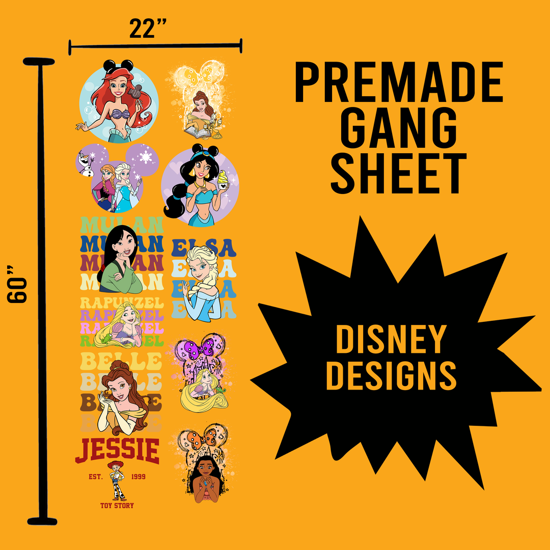 Disney Premade Gang sheet-22X60-Disney Women Designs