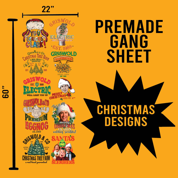 Premade Gang sheet Christmas Designs - 22X60 Designs
