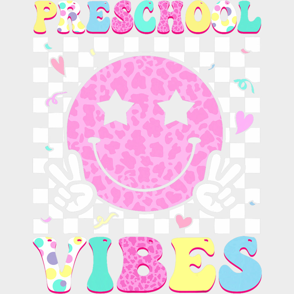 Preschool Vibes Smiley - Pre-K DTF Transfers Adult Unisex - S & M (10’’) / Light Color Design (See Imaging)