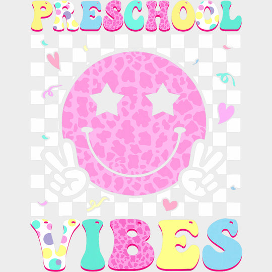 Preschool Vibes Smiley - Pre-K DTF Transfers Adult Unisex - S & M (10’’) / Light Color Design (See Imaging)