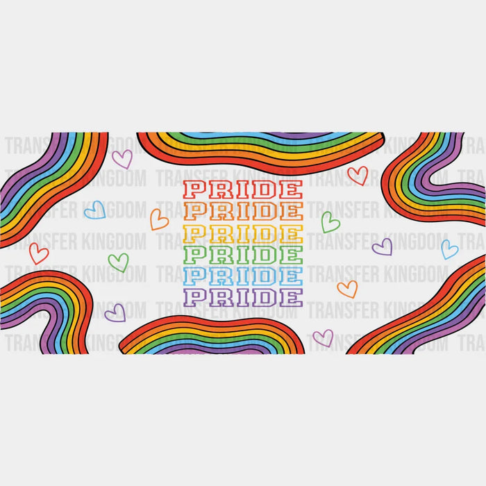 Pride Rainbow Hearts - LGBTQ Cup Wrap UV Sticker Permanent UV DTF Decal