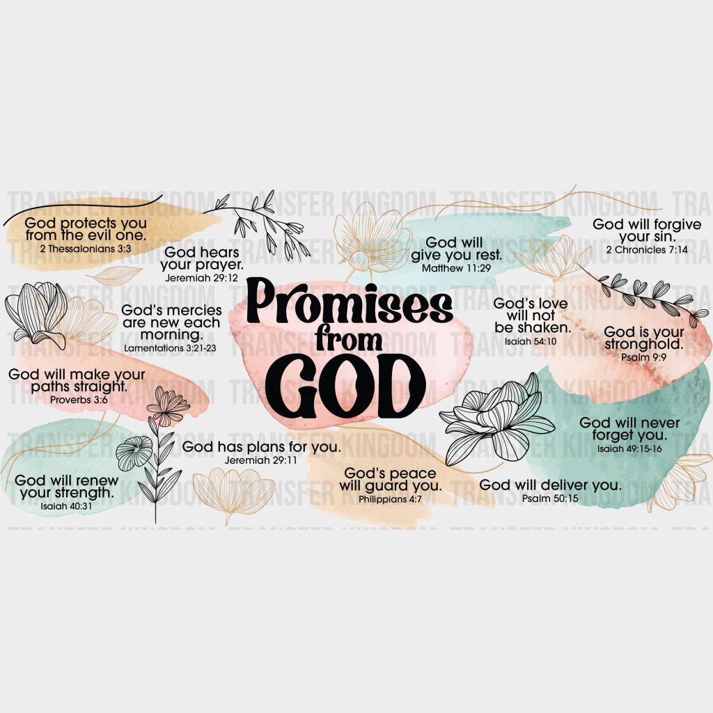 Promises From God - Religion Cup Wrap Uv Sticker Permanent Dtf Decal