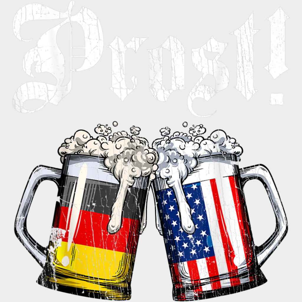 Prost Germany & USA Flag - Oktoberfest DTF Transfers Adult Unisex - S & M (10’’) / Light Color Design (See Imaging)