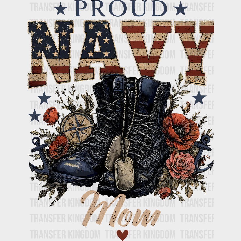 Proud Navy Mom - Navy DTF Transfers