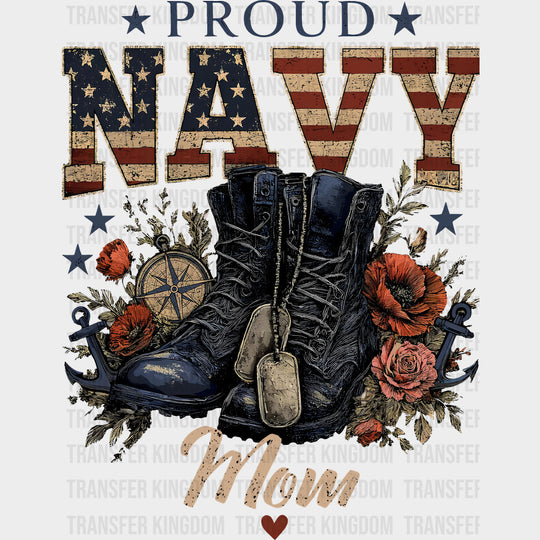 Proud Navy Mom - Navy DTF Transfers
