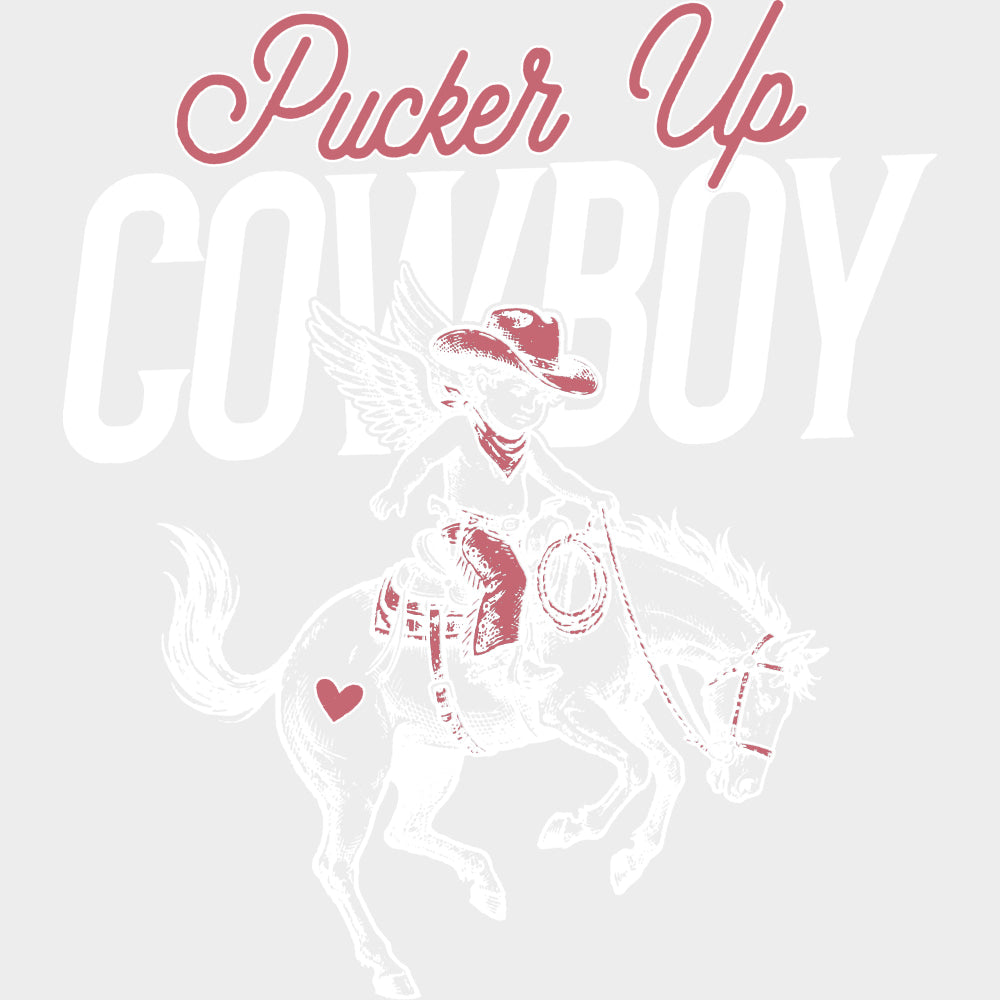 Pucker Up Cowboy - Valentine's Day DTF Transfers transfer-kingdom Light Color Design (See Imaging)
