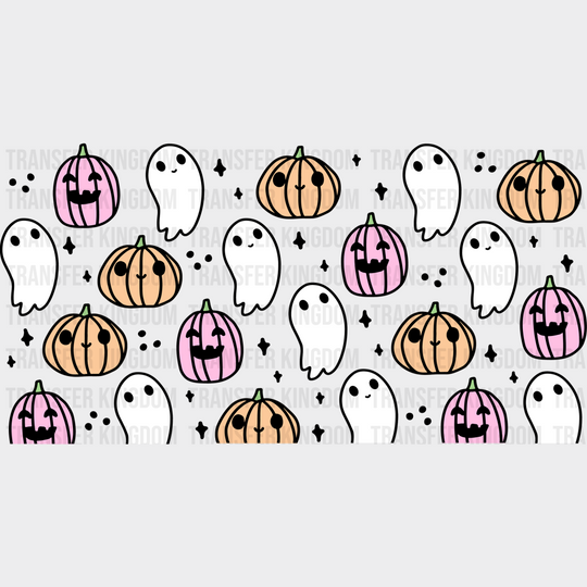 Pumpkin And Ghosts - Halloween Cup Wrap Uv Sticker Permanent Dtf Decal