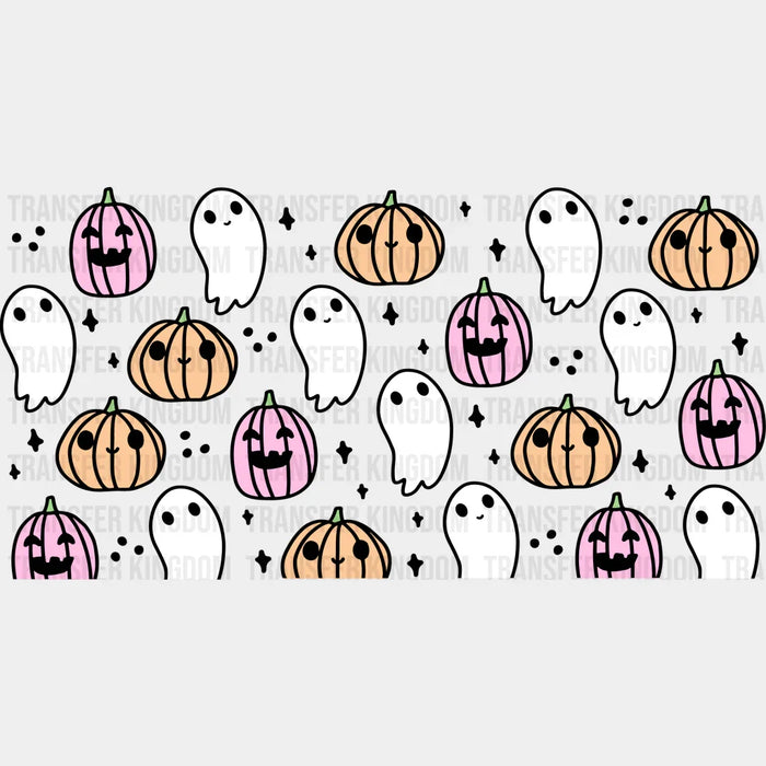 Pumpkin And Ghosts - Halloween Cup Wrap UV Sticker Permanent UV DTF Decal