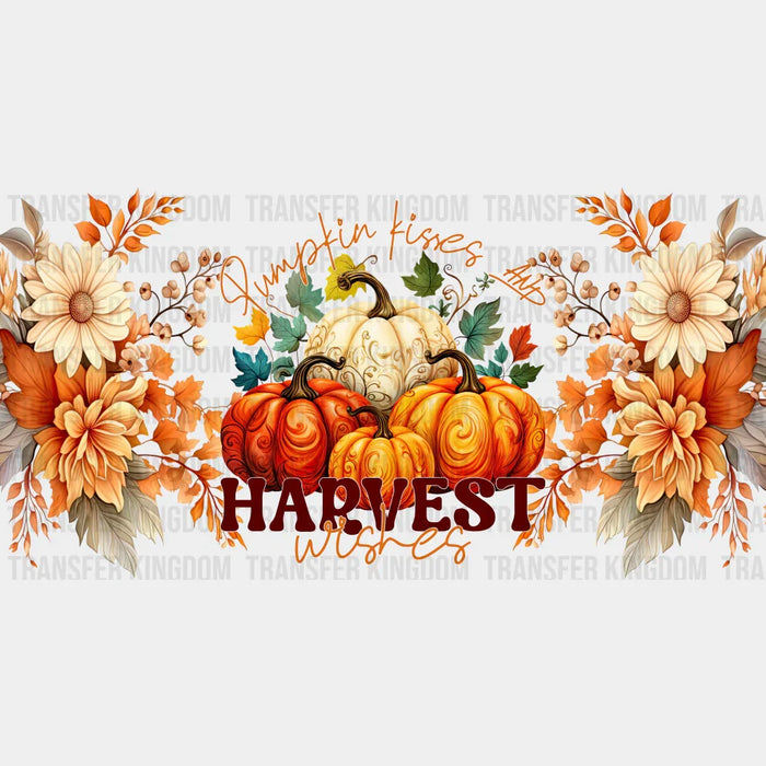 Pumpkin Kisses And Harvest - Fall Cup Wrap UV Sticker Permanent UV DTF Decal
