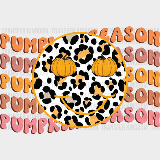 Pumpkin Season Leopard Print Smiley - Fall Dtf Transfer