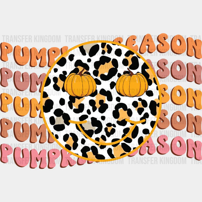 Pumpkin Season Leopard Print Smiley - Fall DTF Transfer