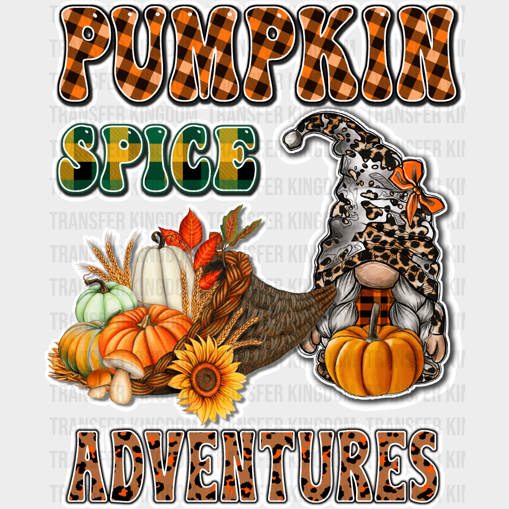 Pumpkin Spice Adventures Gnomes - Fall Dtf Transfer Unisex S & M (10’’) / Light Color Design