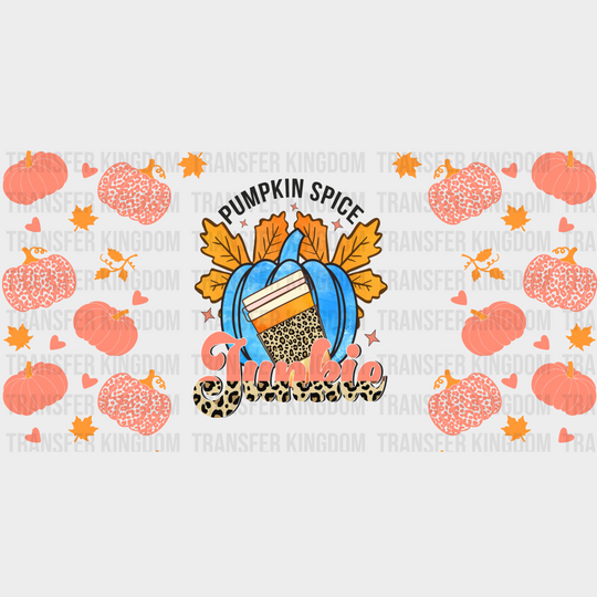 Pumpkin Spice Junkie Pink - Fall Cup Wrap Uv Sticker Permanent Dtf Decal