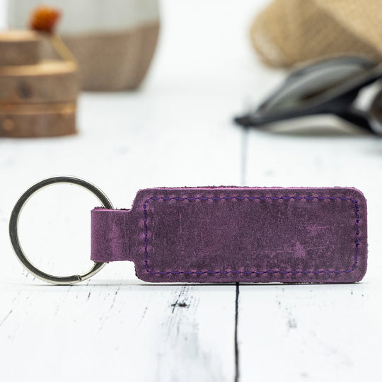 Rectangle Keychain – Faux Leather Key Ring in Multiple Colors