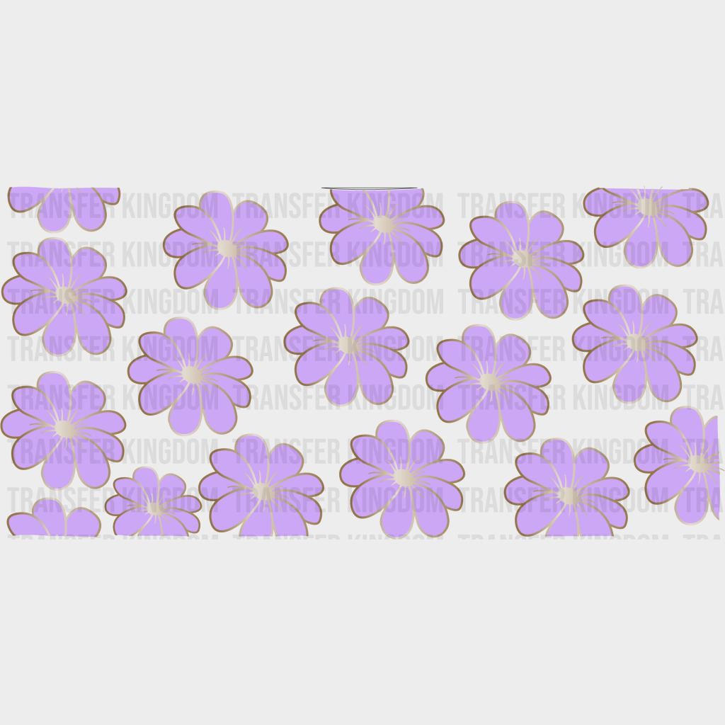 Purple Flowers Uv Dtf Transfer Cup Wrap Sticker