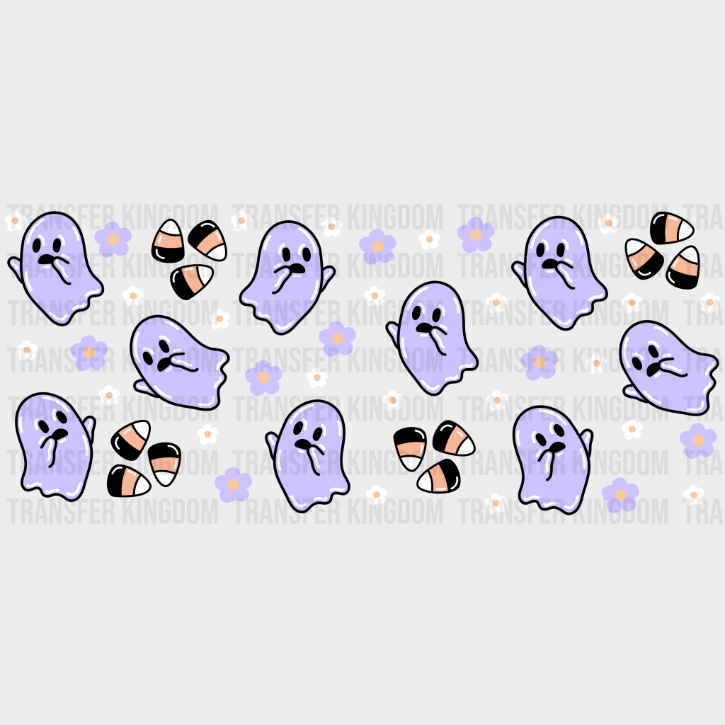 Purple Ghosts Halloween Uv Dtf Transfer Cup Wrap Sticker