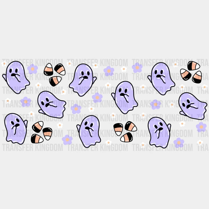 Purple Ghosts Halloween UV DTF Transfer Cup Wrap UV DTF Sticker