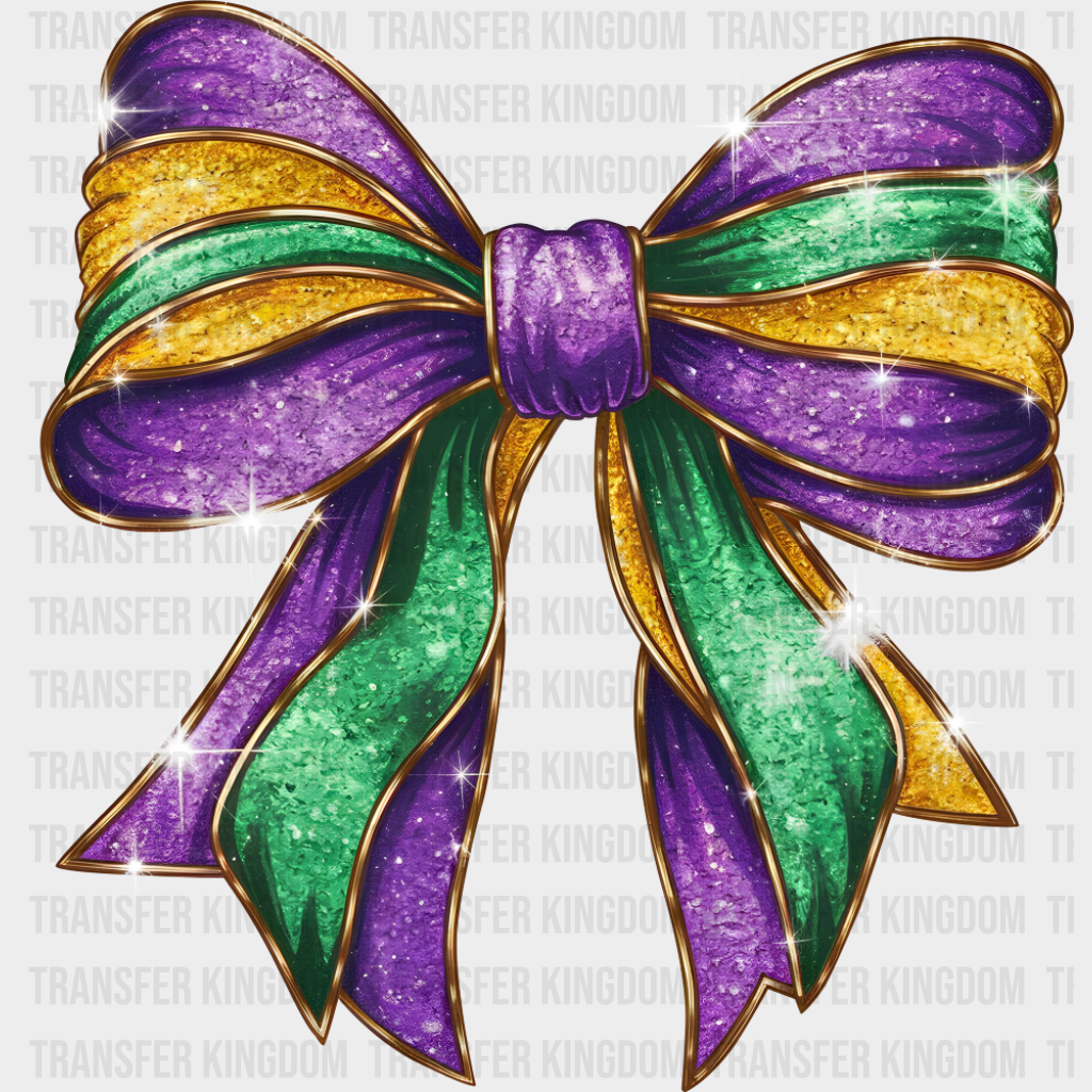 Purple Green Yellow Bowtie - Mardi Gras DTF Transfer