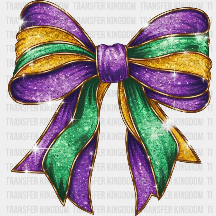 Purple Green Yellow Bowtie - Mardi Gras DTF Transfer