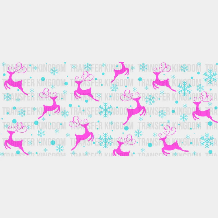 Purple Reindeer Design - Christmas Cup Wrap UV Sticker Permanent UV DTF Decal