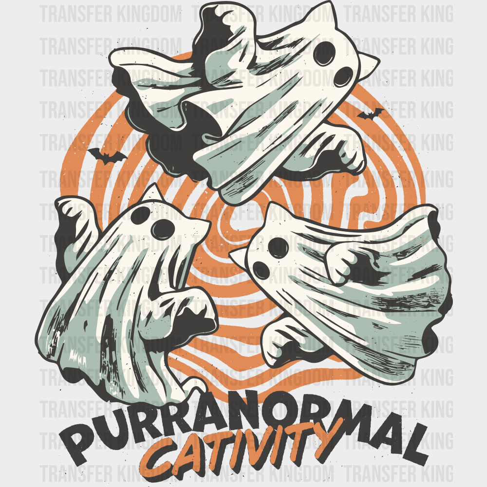 Purranormal Cativity - Halloween DTF Transfer Adult Unisex - S & M (10’’) / Dark Color Design (See Imaging)