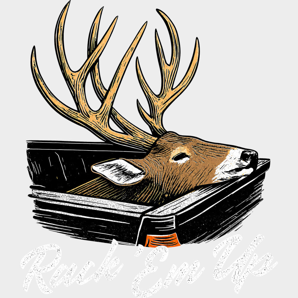 Rack ’Em Up Deer - Hunting DTF Transfers - Adult Unisex - S & M (10’’) / Light Color Design (See Imaging)