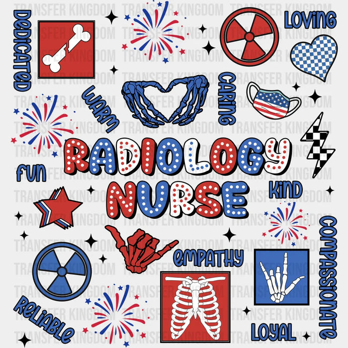 Radiology Nurse Blue And Red 4th Of July Design - Radiology DTF Transfers