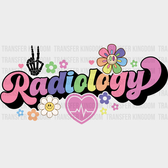Radiology Retro Flowers - Radiology DTF Transfers Adult Unisex - S & M (10’’) / Dark Color Design (See Imaging)