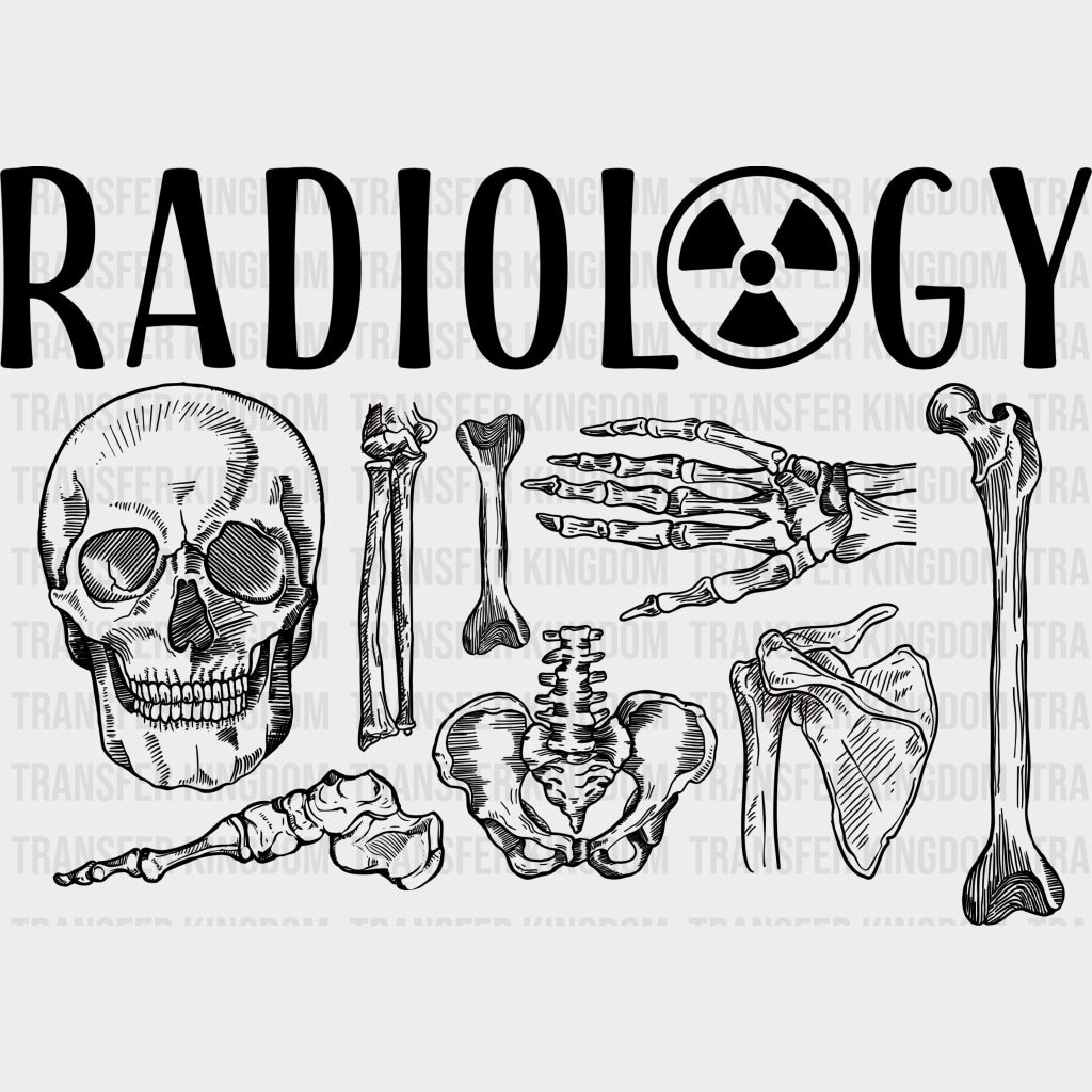 Radiology Skeleton - Radiology DTF Transfers Adult Unisex - S & M (10’’) / Dark Color Design (See Imaging)