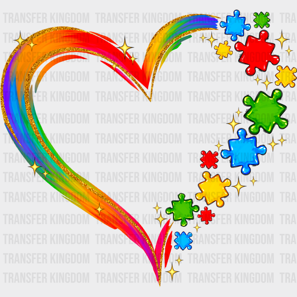 Rainbow Heart Puzzle - Autism Awareness DTF Transfer