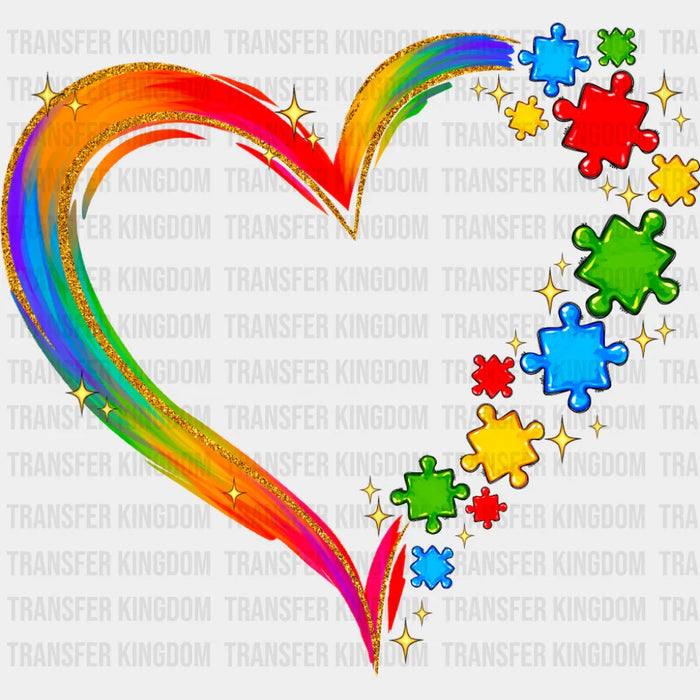 Rainbow Heart Puzzle - Autism Awareness DTF Transfer