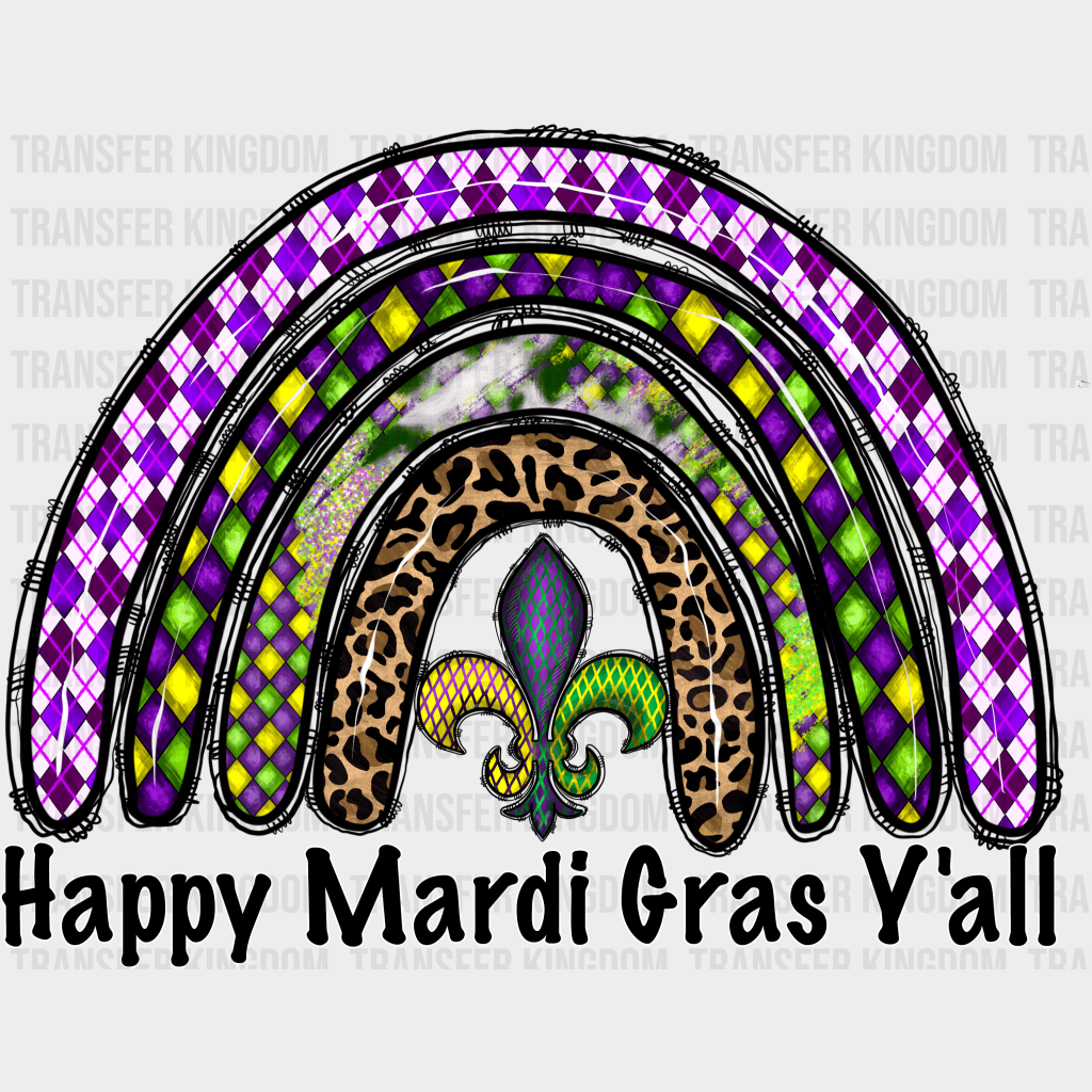 Rainbow Mardi Gras Design- Dtf Heat Transfer