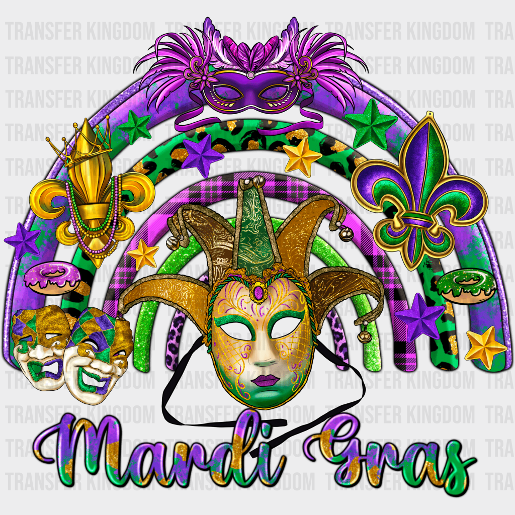 Rainbow Mardi Gras Design- Dtf Heat Transfer