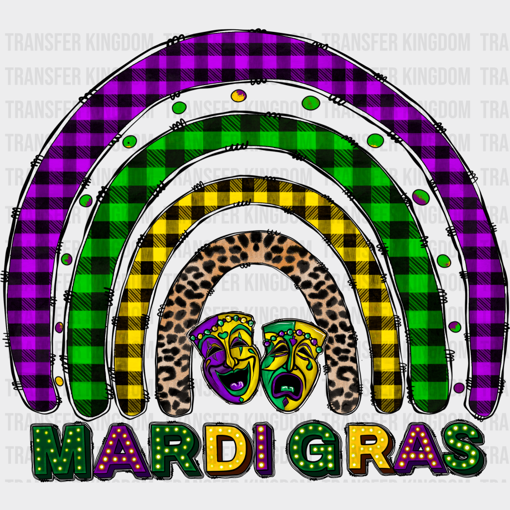 Rainbow Mardi Gras Design- Dtf Heat Transfer