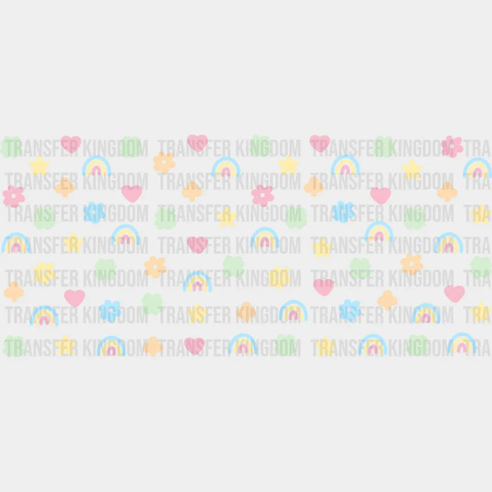 Rainbow Stars And Clovers - St Patrick Cup Wrap UV Sticker Permanent UV DTF Decal