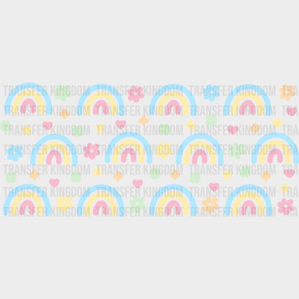 Rainbow Stars And Flowers - St Patrick Cup Wrap Uv Sticker Permanent Dtf Decal