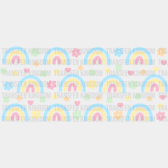 Rainbow Stars And Flowers - St Patrick Cup Wrap UV Sticker Permanent UV DTF Decal