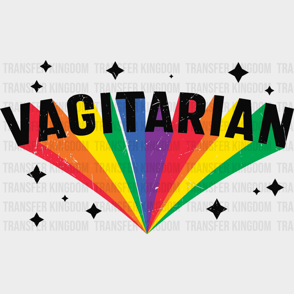 Rainbow Vagitarian Sparkles Design - Lesbian Dtf Transfer Unisex S & M (10’’) / Dark Color See