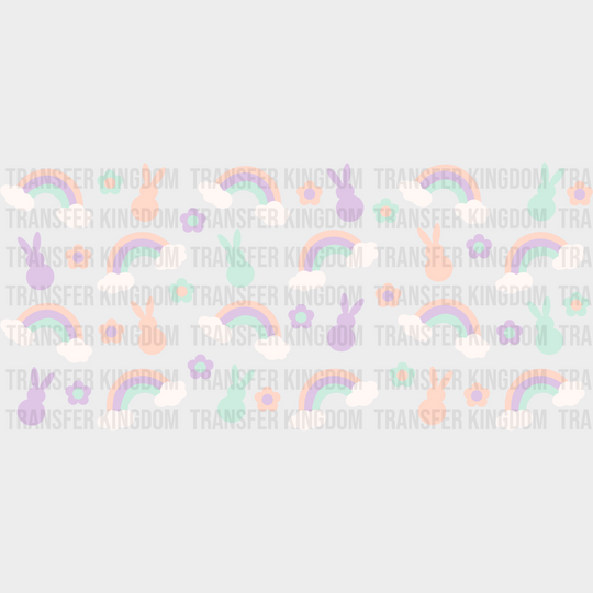 Rainbows Flowers And Bunnies - Easter Cup Wrap Uv Sticker Permanent Dtf Decal