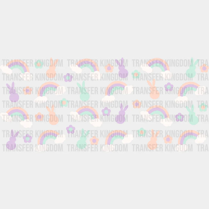 Rainbows Flowers And Bunnies - Easter Cup Wrap UV Sticker Permanent UV DTF Decal