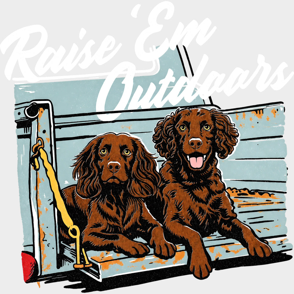 Raise ’Em Outdoors - Hunting DTF Transfers - Adult Unisex - S & M (10’’) / Light Color Design (See Imaging)